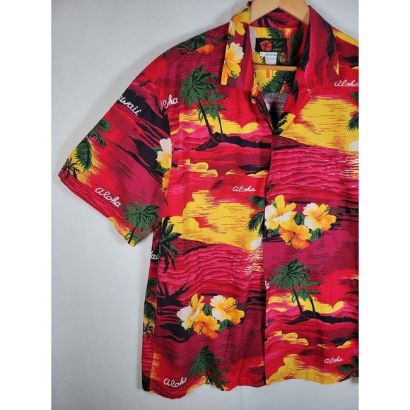 Hawaiian X-LARGE Shirt Aloha Hibiscus Sunset Colorful Bright Ni'i Fashions - Picture 2 of 8